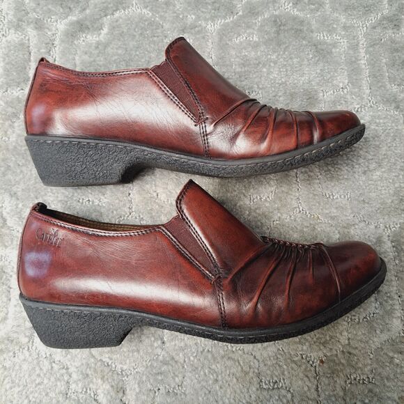 Caprice Burgundy Slip On Loafers WOMENS SIZE 8.5 UK 6.5 leather low heel German - Picture 8 of 14